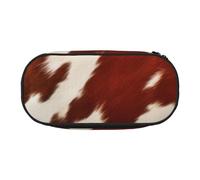 BNVSADC Red and White Cowhide Printed Pencil Case Cute Pencil Bag Pen Pouch Large Stationery Organizer Makeup Bag for Teen Boys Girls School Students Office