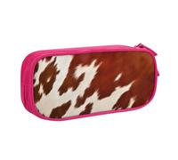 BNVSADC Red and White Cowhide Printed Pencil Case Large Pen Bag Cute Pencil Box Pouch Office School Stationery Organizer for Girls Boys, Pink