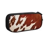 BNVSADC Red and White Cowhide Printed Pencil Case Large Pen Bag Cute Pencil Box Pouch Office School Stationery Organizer for Girls Boys, Black