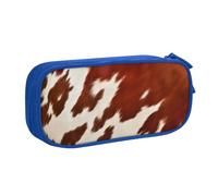 BNVSADC Red and White Cowhide Printed Pencil Case Large Pen Bag Cute Pencil Box Pouch Office School Stationery Organizer for Girls Boys, Blue