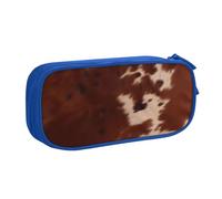 BNVSADC red Brown Cowhide Printed Pencil Case Large Pen Bag Cute Pencil Box Pouch Office School Stationery Organizer for Girls Boys, Blue