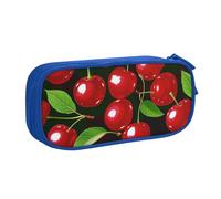 BNVSADC Red Cherries Printed Pencil Case Large Pen Bag Cute Pencil Box Pouch Office School Stationery Organizer for Girls Boys, Blue