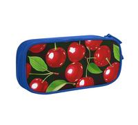 BNVSADC Red Cherries Printed Pencil Case Large Pen Bag Cute Pencil Box Pouch Office School Stationery Organizer for Girls Boys, Blue