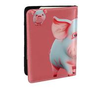 BNVSADC Red Cute Piggy Printed Passport Holder Travel PU Leather Passport Cover Case Organiser for Men Women, 6.5 inch