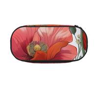 BNVSADC Red Flower Pattern Art Printed Pencil Case Cute Pencil Bag Pen Pouch Large Stationery Organizer Makeup Bag for Teen Boys Girls School Students Office