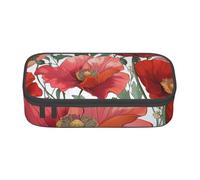 BNVSADC Red Flower Pattern Art Printed Pencil Case Cute Pencil Box Bag Pen Pouch Office School Stationery Organizer for School Travel Work