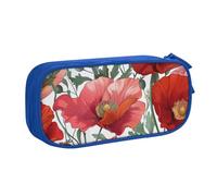 BNVSADC Red Flower Pattern Art Printed Pencil Case Large Pen Bag Cute Pencil Box Pouch Office School Stationery Organizer for Girls Boys, Blue