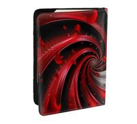 BNVSADC Red Flower Printed Passport Holder Travel PU Leather Passport Cover Case Organiser for Men Women, 6.5 inch