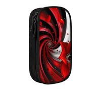 BNVSADC Red Flower Printed Pencil Case for Girls Boys, Large Capacity Pencil Pouch Cute Pencil Box Adult Makeup Bag with 2 Compartments, Black