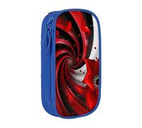BNVSADC Red Flower Printed Pencil Case for Girls Boys, Large Capacity Pencil Pouch Cute Pencil Box Adult Makeup Bag with 2 Compartments, Blue