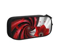 BNVSADC Red Flower Printed Pencil Case Large Pen Bag Cute Pencil Box Pouch Office School Stationery Organizer for Girls Boys, Black