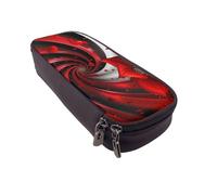 BNVSADC Red Flower Printed PU Leather Flip Pencil Case, Cute Pencil Box Pen Bag Stationery Organizer Makeup Bag for School Office Travel