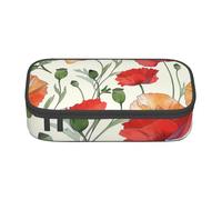 BNVSADC Red Flowers Pattern Printed Pencil Case Cute Pencil Box Bag Pen Pouch Office School Stationery Organizer for School Travel Work