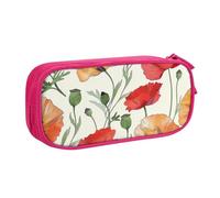 BNVSADC Red Flowers Pattern Printed Pencil Case Large Pen Bag Cute Pencil Box Pouch Office School Stationery Organizer for Girls Boys, Pink