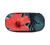 BNVSADC Red Hibiscus Printed Pencil Case Cute Pencil Bag Pen Pouch Large Stationery Organizer Makeup Bag for Teen Boys Girls School Students Office