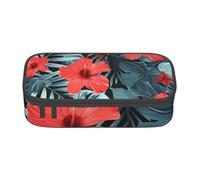 BNVSADC Red Hibiscus Printed Pencil Case Cute Pencil Box Bag Pen Pouch Office School Stationery Organizer for School Travel Work