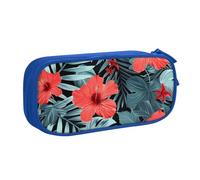 BNVSADC Red Hibiscus Printed Pencil Case Large Pen Bag Cute Pencil Box Pouch Office School Stationery Organizer for Girls Boys, Blue