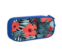 BNVSADC Red Hibiscus Printed Pencil Case Large Pen Bag Cute Pencil Box Pouch Office School Stationery Organizer for Girls Boys, Blue