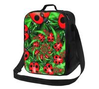 BNVSADC Red Ladybug Print Insulated Lunch Bag Tote Bag for Women Men Reusable Lunch Cooler Bag with Shoulder Strap for Office School Picnic Beach