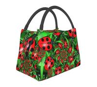 BNVSADC Red Ladybug Print Insulated Lunch Box Bag Tote Bag for Women Men Portable Reusable Lunch Cooler Bag for Work School Outdoor Picnic