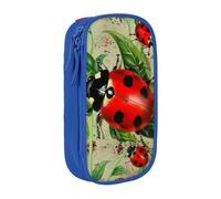 BNVSADC Red Ladybug Printed Pencil Case for Girls Boys, Large Capacity Pencil Pouch Cute Pencil Box Adult Makeup Bag with 2 Compartments, Blue