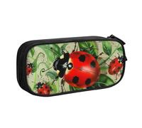 BNVSADC Red Ladybug Printed Pencil Case Large Pen Bag Cute Pencil Box Pouch Office School Stationery Organizer for Girls Boys, Black