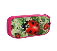 BNVSADC Red Ladybug Printed Pencil Case Large Pen Bag Cute Pencil Box Pouch Office School Stationery Organizer for Girls Boys, Pink