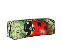 BNVSADC Red Ladybug Printed Pencil Case Leather Pencil Pouch Cute Stationery Pencil Pen Bag with Zipper for School Office Travel