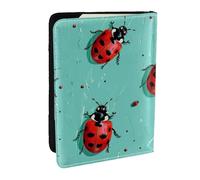 BNVSADC Red Ladybugs On A Blue Background Printed Passport Holder Travel PU Leather Passport Cover Case Organiser for Men Women, 6.5 inch