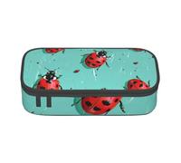 BNVSADC Red Ladybugs On A Blue Background Printed Pencil Case Cute Pencil Box Bag Pen Pouch Office School Stationery Organizer for School Travel Work