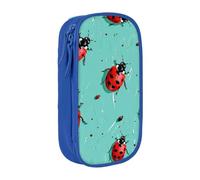 BNVSADC Red Ladybugs On A Blue Background Printed Pencil Case for Girls Boys, Large Capacity Pencil Pouch Cute Pencil Box Adult Makeup Bag with 2 Compartments, Blue