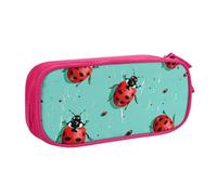 BNVSADC Red Ladybugs On A Blue Background Printed Pencil Case Large Pen Bag Cute Pencil Box Pouch Office School Stationery Organizer for Girls Boys, Pink