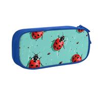 BNVSADC Red Ladybugs On A Blue Background Printed Pencil Case Large Pen Bag Cute Pencil Box Pouch Office School Stationery Organizer for Girls Boys, Blue