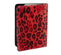 BNVSADC Red Leopard Pattern Printed Passport Holder Travel PU Leather Passport Cover Case Organiser for Men Women, 6.5 inch