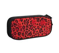 BNVSADC Red Leopard Pattern Printed Pencil Case Large Pen Bag Cute Pencil Box Pouch Office School Stationery Organizer for Girls Boys, Black