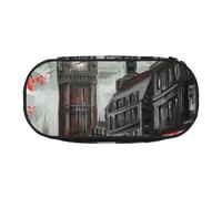 BNVSADC Red London Street Printed Pencil Case Cute Pencil Bag Pen Pouch Large Stationery Organizer Makeup Bag for Teen Boys Girls School Students Office
