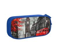 BNVSADC Red London Street Printed Pencil Case Large Pen Bag Cute Pencil Box Pouch Office School Stationery Organizer for Girls Boys, Blue