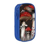 BNVSADC Red Mushrooms 1 Printed Pencil Case for Girls Boys, Large Capacity Pencil Pouch Cute Pencil Box Adult Makeup Bag with 2 Compartments, Blue