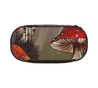 BNVSADC Red Mushrooms Printed Pencil Case Cute Pencil Bag Pen Pouch Large Stationery Organizer Makeup Bag for Teen Boys Girls School Students Office