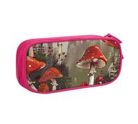 BNVSADC Red Mushrooms Printed Pencil Case Large Pen Bag Cute Pencil Box Pouch Office School Stationery Organizer for Girls Boys, Pink
