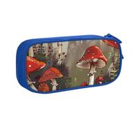 BNVSADC Red Mushrooms Printed Pencil Case Large Pen Bag Cute Pencil Box Pouch Office School Stationery Organizer for Girls Boys, Blue