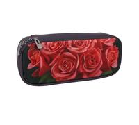 BNVSADC Red Rose 1 Printed Leather Pencil Pen Case & Makeup Bag - Stylish Pencil Bag Stationery Organizer Pouch for School Office Travel