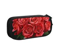 BNVSADC Red Rose 1 Printed Pencil Case Large Pen Bag Cute Pencil Box Pouch Office School Stationery Organizer for Girls Boys, Black