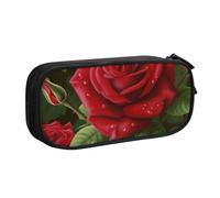BNVSADC red Rose 2 Printed Pencil Case Large Pen Bag Cute Pencil Box Pouch Office School Stationery Organizer for Girls Boys, Black