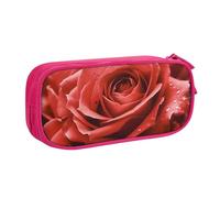 BNVSADC Red Rose Flower Printed Pencil Case Large Pen Bag Cute Pencil Box Pouch Office School Stationery Organizer for Girls Boys, Pink