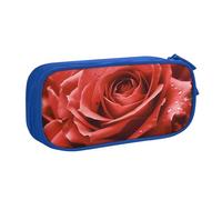 BNVSADC Red Rose Flower Printed Pencil Case Large Pen Bag Cute Pencil Box Pouch Office School Stationery Organizer for Girls Boys, Blue