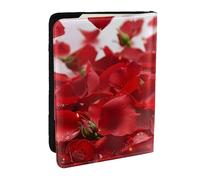 BNVSADC Red Rose Petals Printed Passport Holder Travel PU Leather Passport Cover Case Organiser for Men Women, 6.5 inch