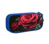 BNVSADC Red Rose Printed Pencil Case Large Pen Bag Cute Pencil Box Pouch Office School Stationery Organizer for Girls Boys, Blue