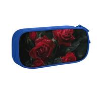 BNVSADC Red Roses Printed Pencil Case Large Pen Bag Cute Pencil Box Pouch Office School Stationery Organizer for Girls Boys, Blue