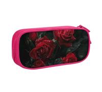 BNVSADC Red Roses Printed Pencil Case Large Pen Bag Cute Pencil Box Pouch Office School Stationery Organizer for Girls Boys, Pink